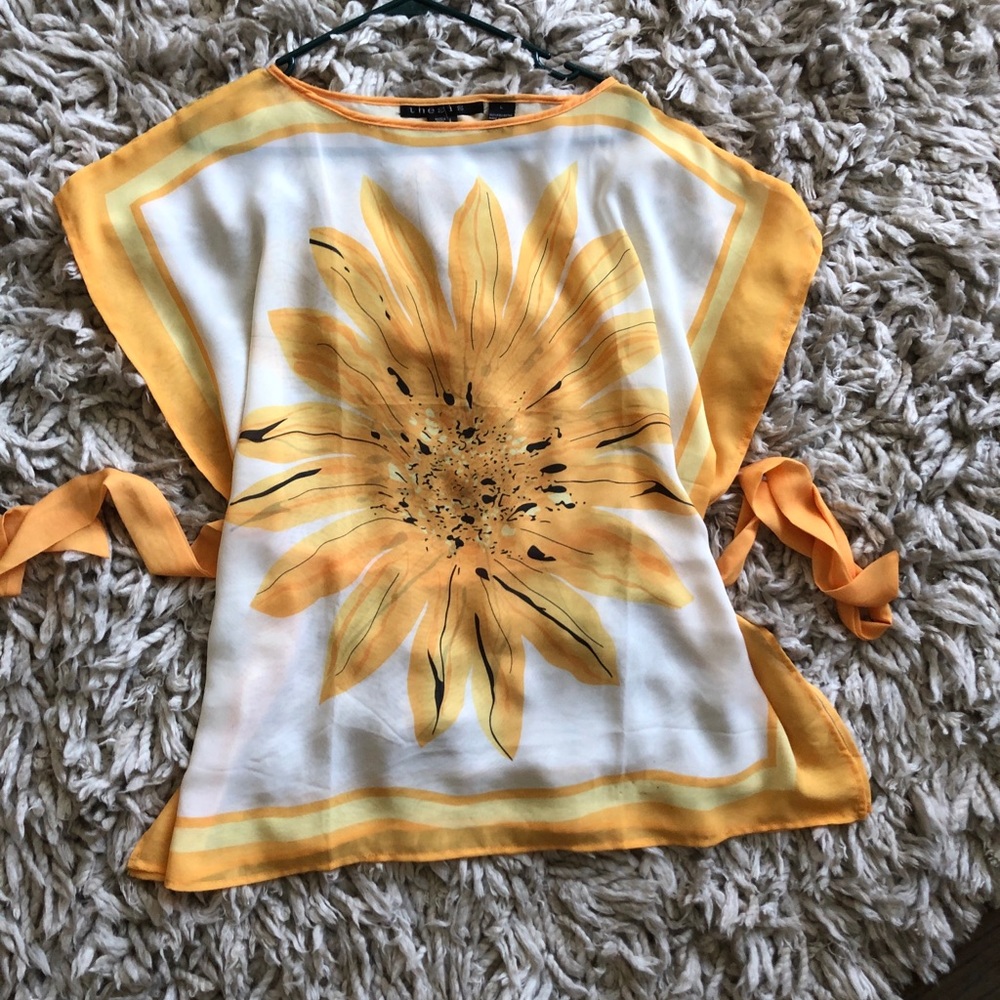 Sheer tie in back sunflower top